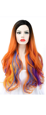 SEIKEA / Long Orange With Colorful Highlight Hair Wig ǥ å Ĥ ǡ  ڥץ ϥ