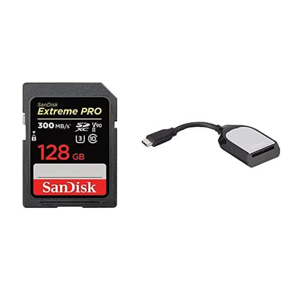 SanDisk (サンディスク) / 128GB Extreme PRO SDXC UHS-II　(SDSDXDK-128G-GN4IN) C10,  U3, V90, 8K, 4K, Full HD Video / SD カードリーダー バンドル 【海外リーテル品】