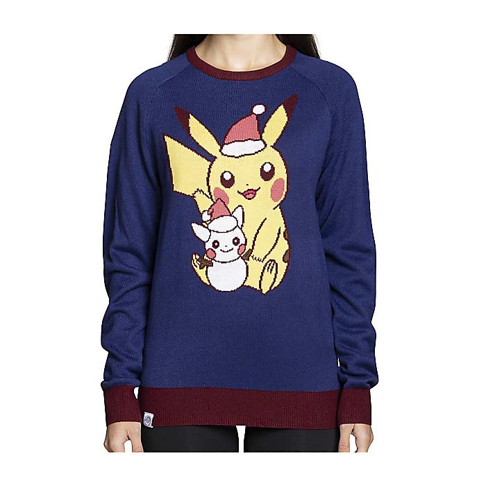 Pikachu Holiday Friend Navy Knit Sweater - Adult ／ ピカチュウ